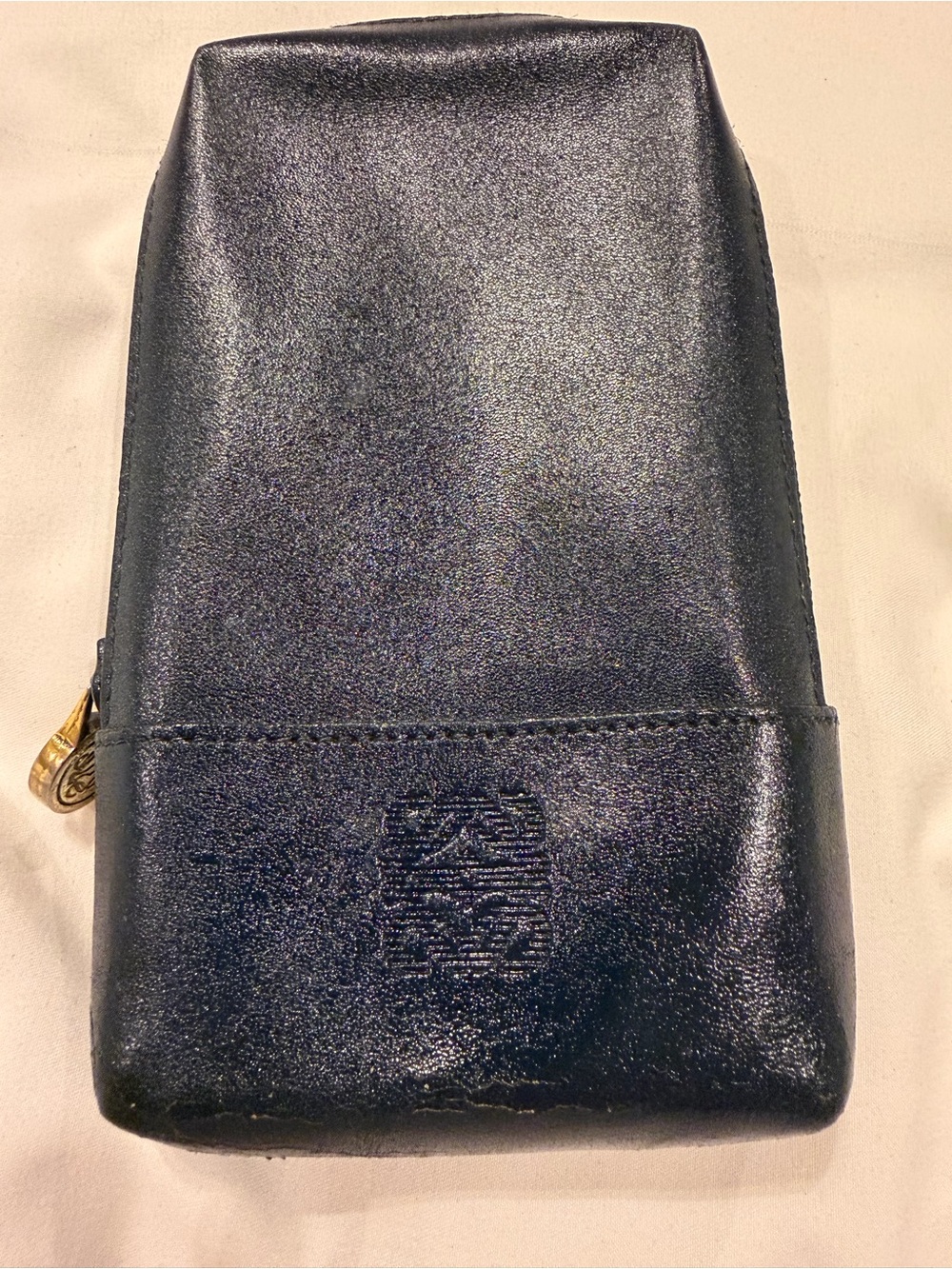 Vintage LOEWE Black Leather Anagram Zip Pouch